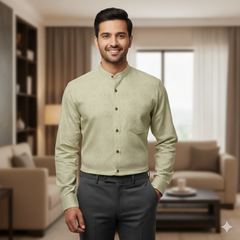 Shirt Fabric Soktas Finest 80s Giza Cotton Jacquard Colour Brownish Green