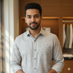 Shirt Fabric Soktas Finest Premium 80s Giza Cotton Jacquard Colour Dusty Greyish Brown