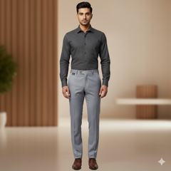 Trouser Fabric Donear Pure Cotton Plain Colour Light Silver