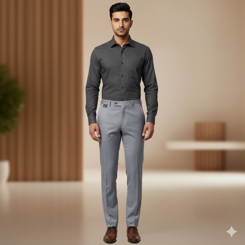 Trouser Fabric Donear Pure Cotton Plain Colour Light Silver