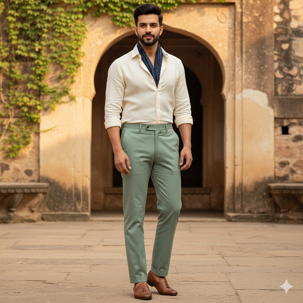 Trouser Fabric Donear Giza Cotton Plain Colour Pista Green