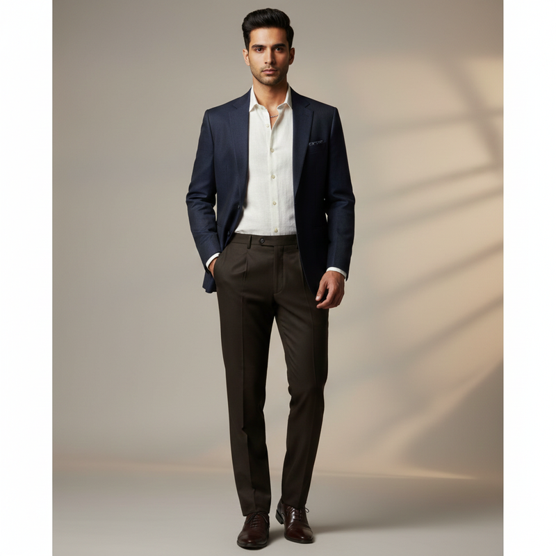 Trouser Fabric Donear Pure Cotton Plain Colour Dark Mocha Brown