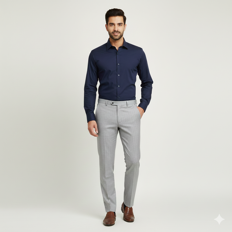 Trouser Fabric Raymond Poly Viscose Broad Lining Colour Silver Grey