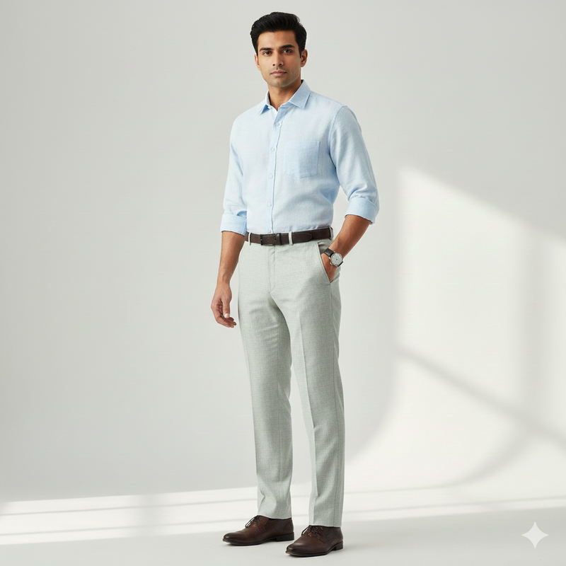 Trouser Fabric Donear Premium 60Lea×44Lea 100% Linen Slub Colour Gin Green