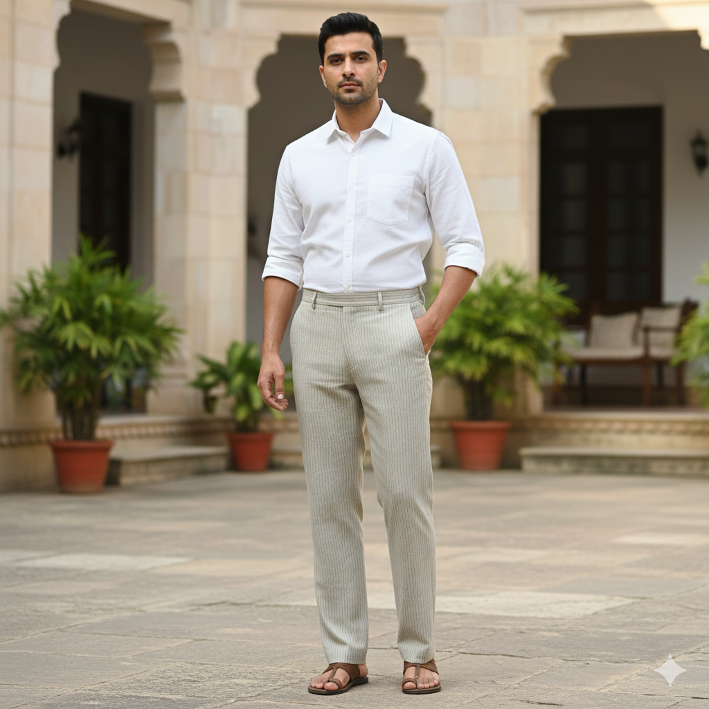 Trouser Fabric Donear Premium 60Lea×44Lea 100% Linen Lining Colour Dark Sand Brown