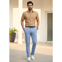 Trouser Fabric Donear Premium 44Lea 100% Linen Pin Check Colour Blue