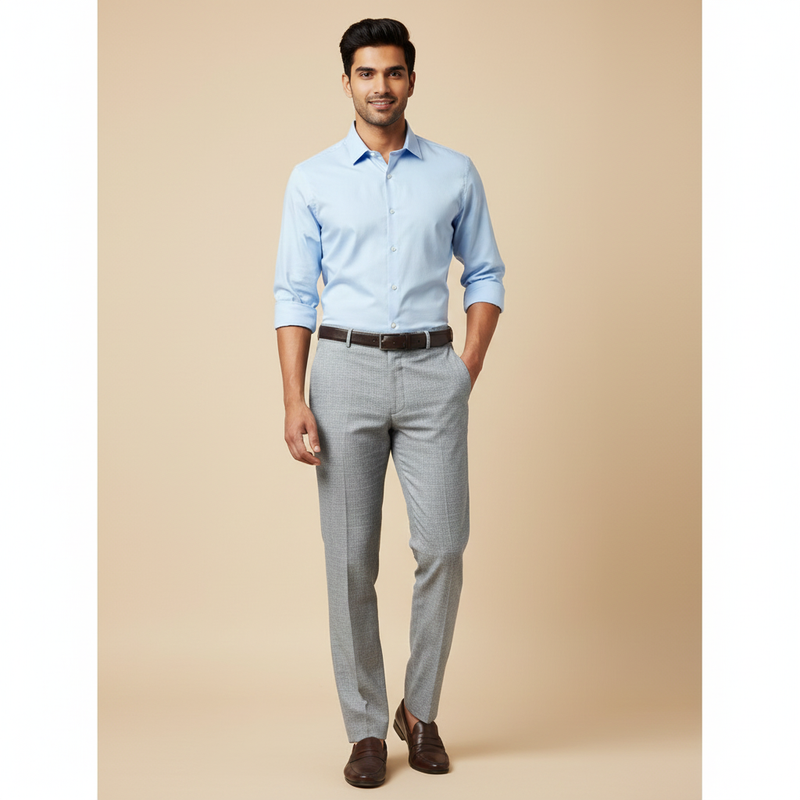 Trouser Fabric Donear Premium 44 Lea 100% Linen Pin Check Colour Light Grey