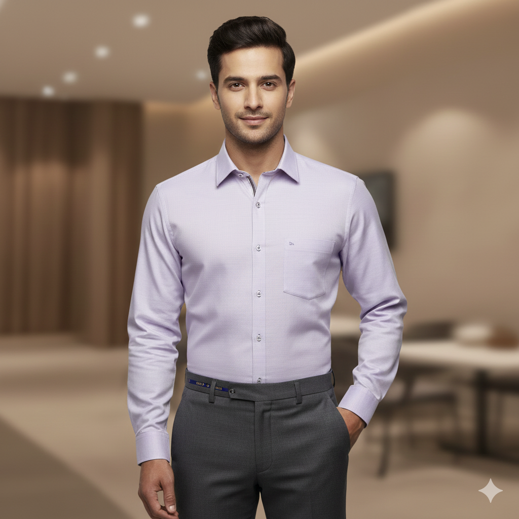 Shirt Fabric ManTire wrinkle Free PC Plain Fill a Fill Colour Light Lavender