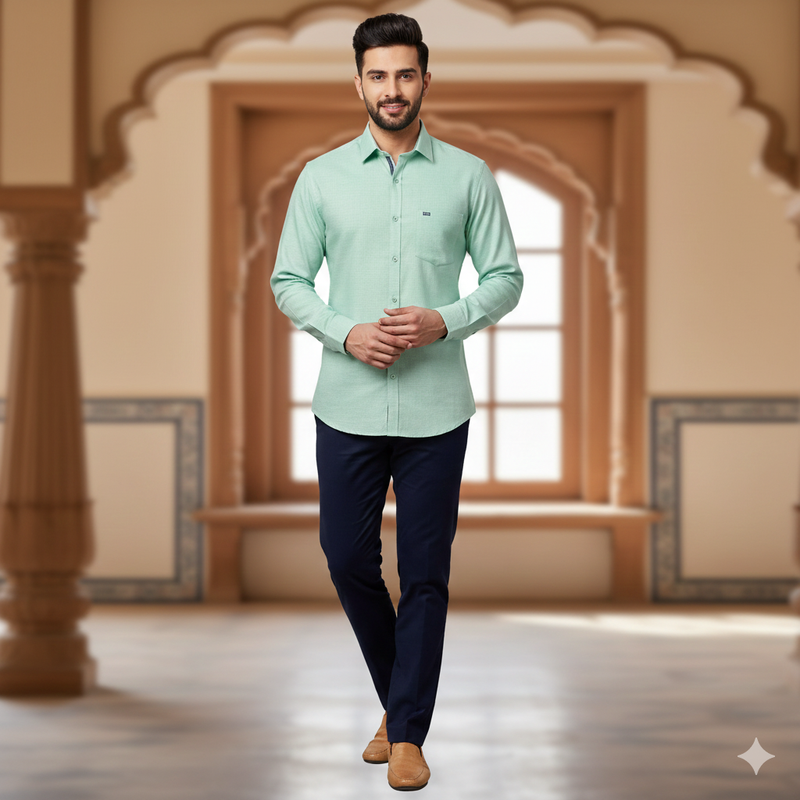 Shirt Fabric ManTire wrinkle Free PC Plain Fill a Fill Colour Dark Sea Green