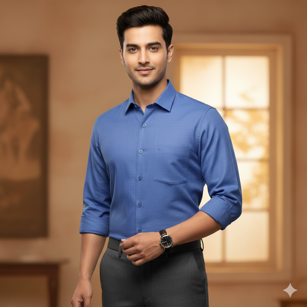 Shirt Fabric ManTire wrinkle Free PC Plain Fill a Fill Colour Dodger Blue