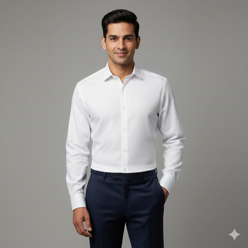 Shirt Fabric Arvind Linen Blended Slub Colour White