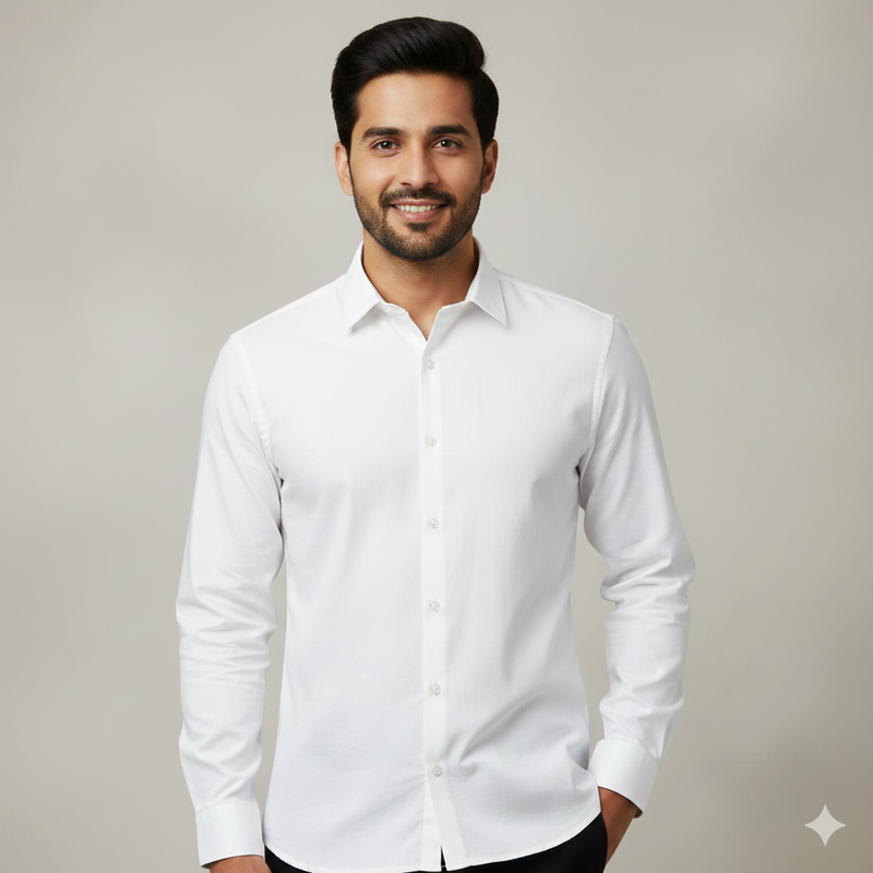 Shirt n Kurta Fabric Arvind Stiff 140×140s Lawn Pure Cotton Plain White