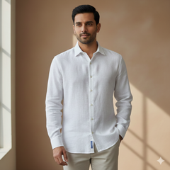 Shirt Fabric Donear 150Lea × 150 Lea 100%Linen Slub Colour White