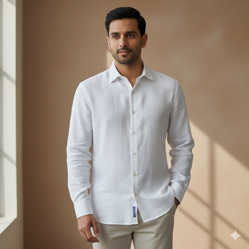 Shirt Fabric Donear 150Lea × 150 Lea 100%Linen Slub Colour White