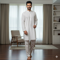 Pajama Fabric Ruby Stiff Finish Pure Cotton Plain White