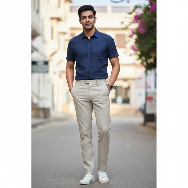 Trouser Fabric Donear Premium 60Lea  100% Linen Slub Dobby Colour Ash Brown