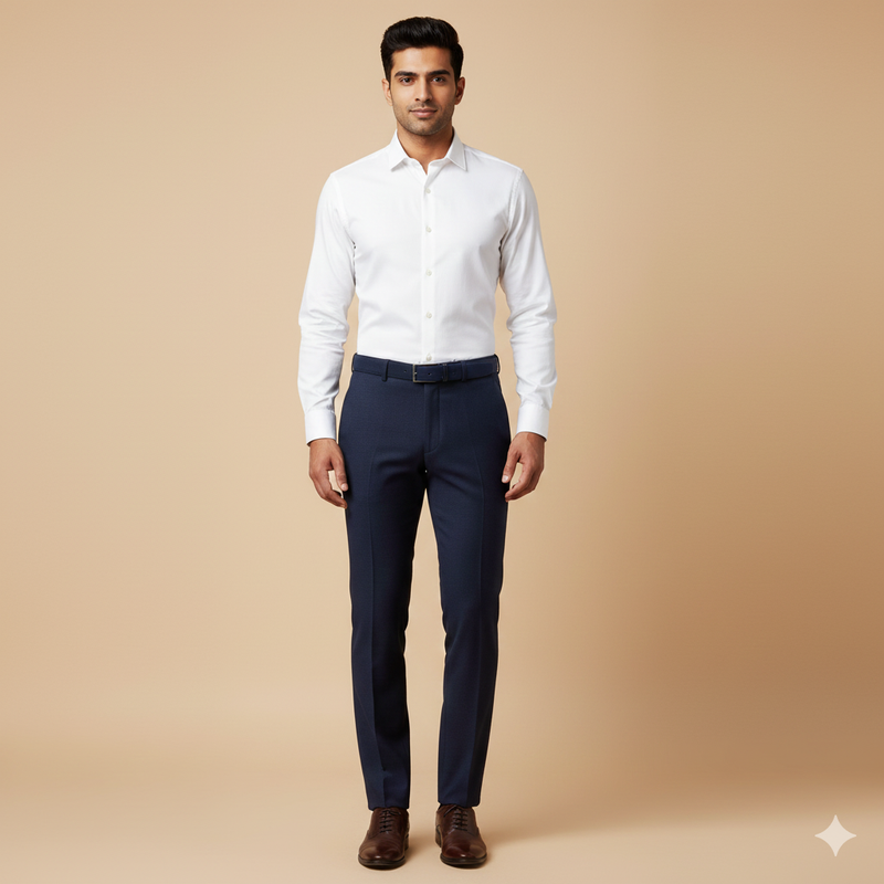 Trouser Fabric Reid & Taylor Super 120s Count 60%Wool Dobby Color Space Blue