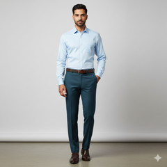 Trouser Fabric Reid & Taylor Super 150s Count 58%Wool Dotted Color Prussian Blue