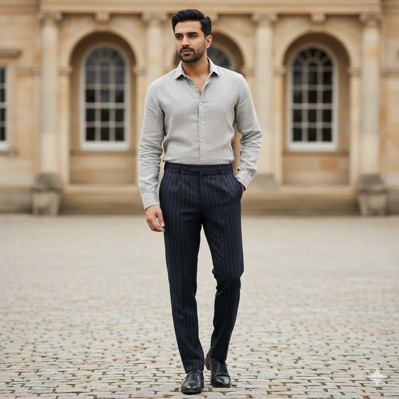 Trouser Fabric Reid & Taylor Super 150s Count 80%Wool Lining Color Midnight Blue