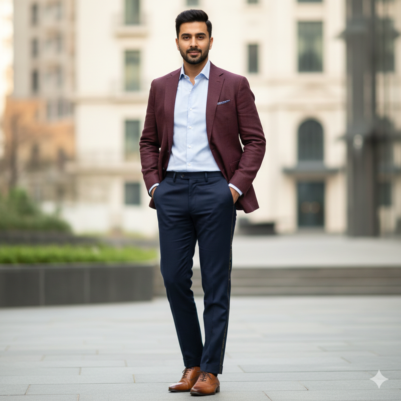 Trouser Fabric Reid & Taylor Super 140s Count 70%Wool Plain Color Dark Blue