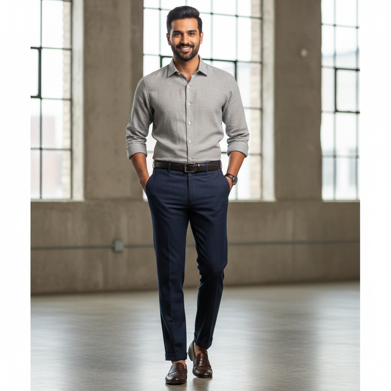 Trouser Fabric Reid & Taylor Super 150s Count 58%Wool Check Color Dark Blue