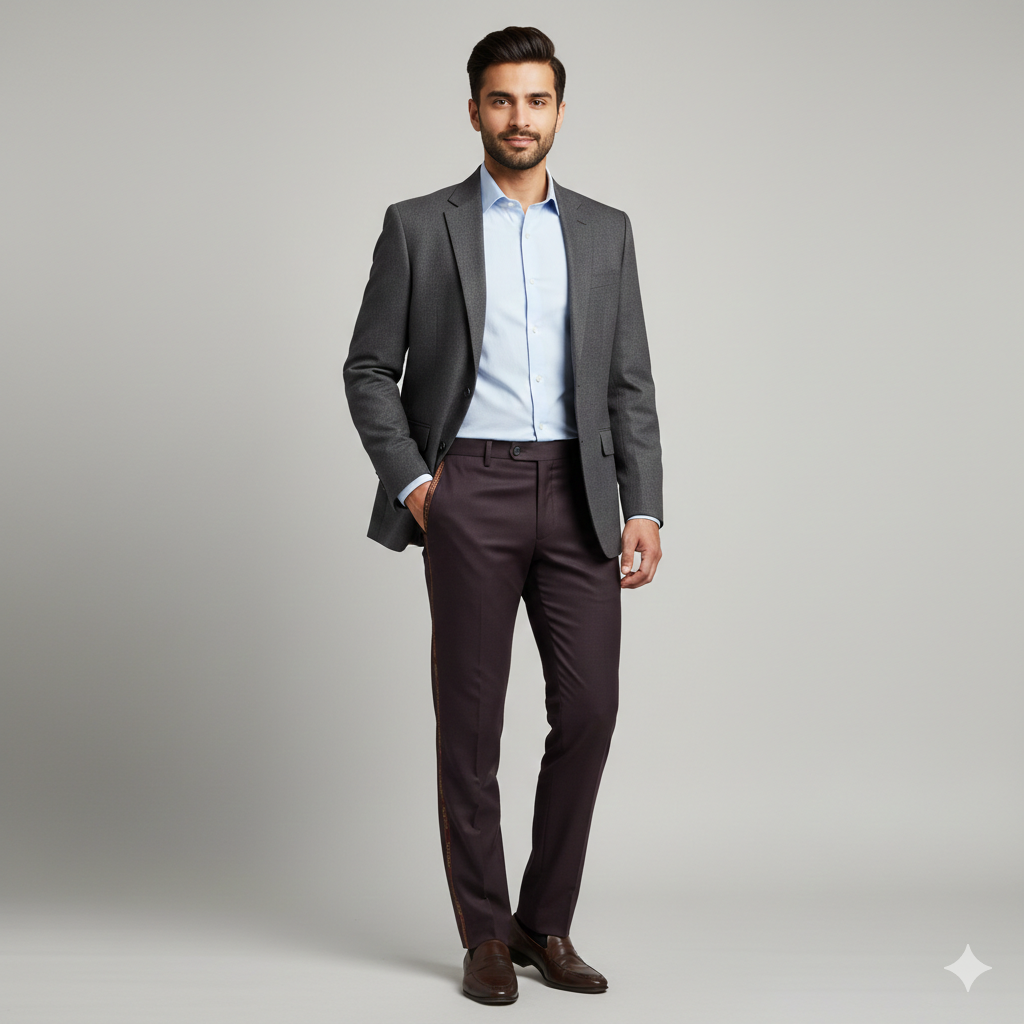 Trouser Fabric Reid & Taylor Super 130s Count 70%Wool Slub Color Maroon