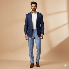 Trouser Fabric Reid & Taylor Super 130s Count 70%Wool Self Slub Color Sky Blue