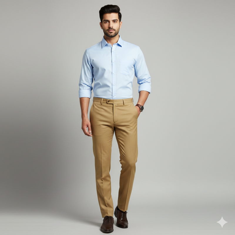 Courdray Raymond Pure Cotton stretchable Trouser Fabric Colour Honey Gold