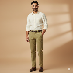 Courdray Raymond Pure Cotton stretchable Trouser Fabric Colour Dried Moss