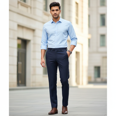 Trouser Fabric Reid & Taylor Super 130s Count 70%Wool Dotted Color Dark Blue