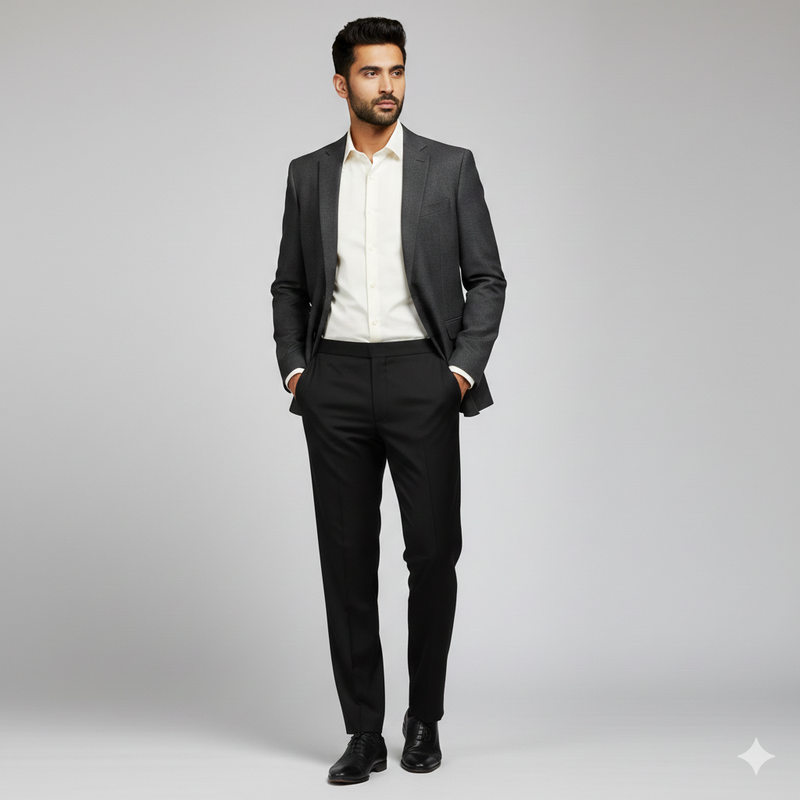 Trouser Fabric Reid & Taylor Super 140s Count 70%Wool Plain Color Black