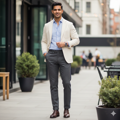 Trouser Fabric Reid & Taylor Super 120s Count 60%Wool Slub Color Grey