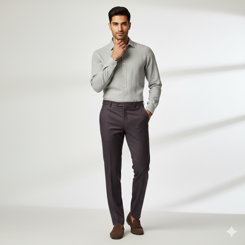 Trouser Fabric Reid & Taylor Super 120s Count 60%Wool Dotted Color Dark Maroon