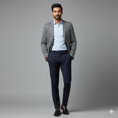 Trouser Fabric Canetti Italy Luxury 100s Wool Blended Lining Colour Midnight Blue