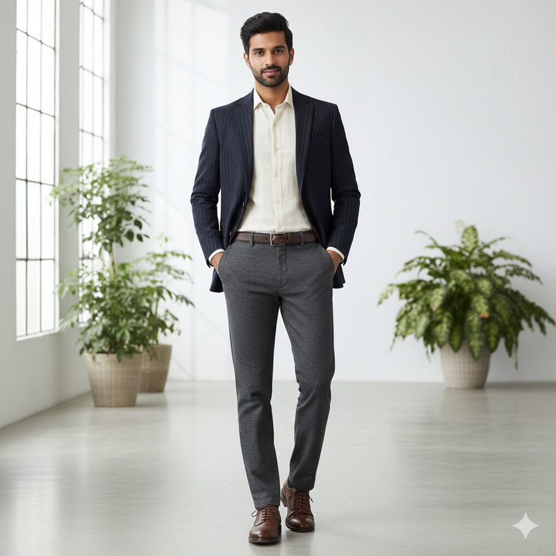 Trouser Fabric Canetti Italy Luxury 100s Wool Blended Worsted Colour Grey