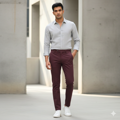 Trouser Fabric Canetti Italy Luxury 90s Wool Blended Textured Colour Garnet Red