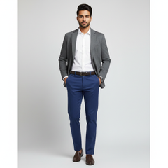 Trouser Fabric Canetti Italy Luxury 110s Wool Blended Self Slub Colour Royal Blue