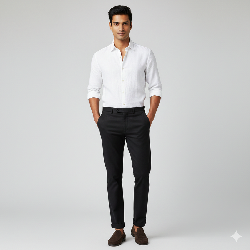 Trouser Fabric Canetti Italy Luxury 100s Wool Blended Plain Colour Black