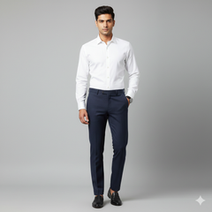 Trouser Fabric Canetti Italy Luxury 100s Wool Blended Textured Colour Dark Blue