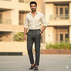 Trouser Fabric Raymond Poly Viscose Zig Zag Colour Black N Brown