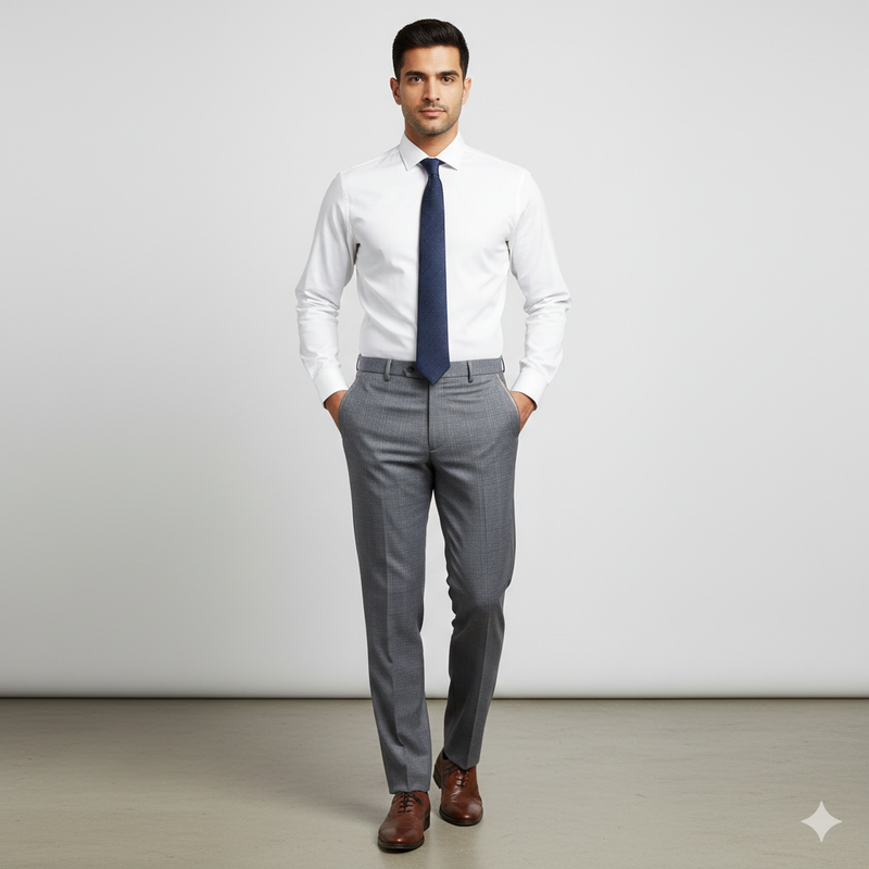 Trouser Fabric Raymond Poly Viscose Mild Check Colour Grandma Grey