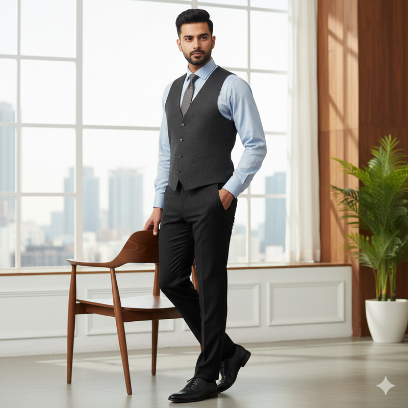 Trouser Fabric Raymond Poly Viscose Lining Colour Blackish Brown