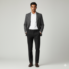 Trouser Fabric Donear Pure Cotton Lycra Textured Colour Black