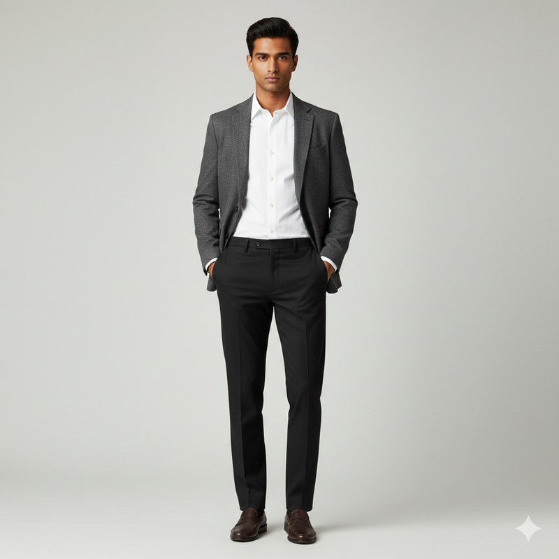 Trouser Fabric Donear Pure Cotton Lycra Textured Colour Black