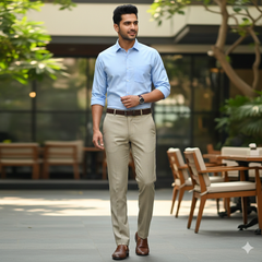 Trouser Fabri Donear Pure Cotton Textured Colour Brown