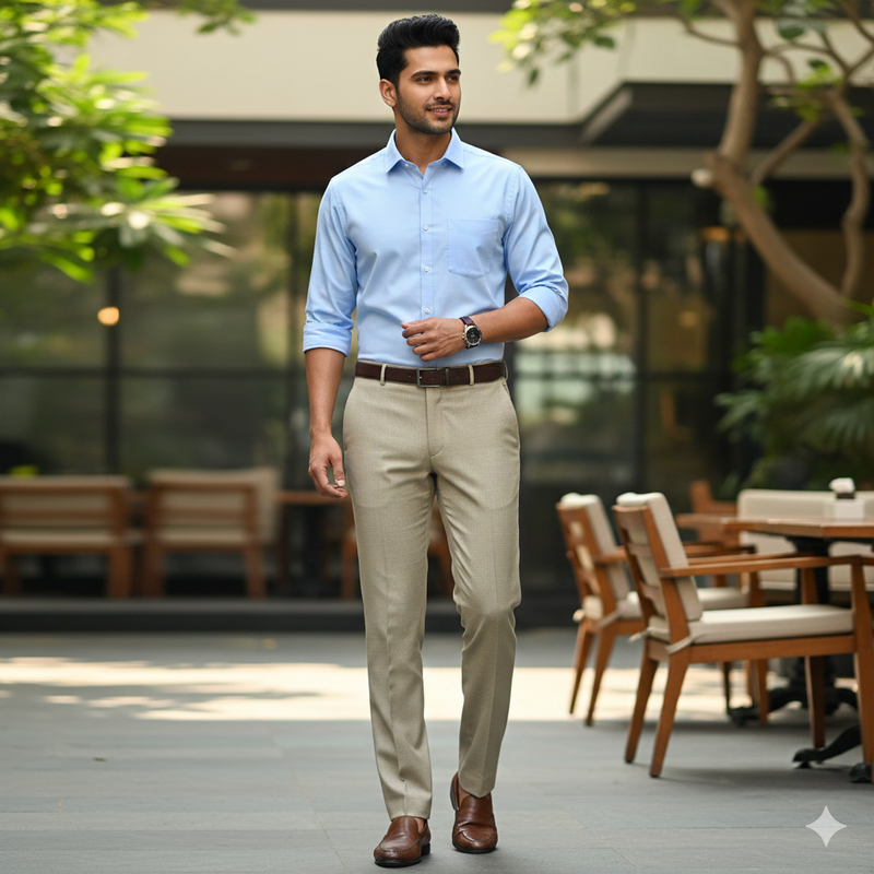 Trouser Fabri Donear Pure Cotton Textured Colour Brown