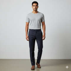 Trouser Fabric Donear Pure Cotton Lycra Textured Colour Dark Prussian Blue