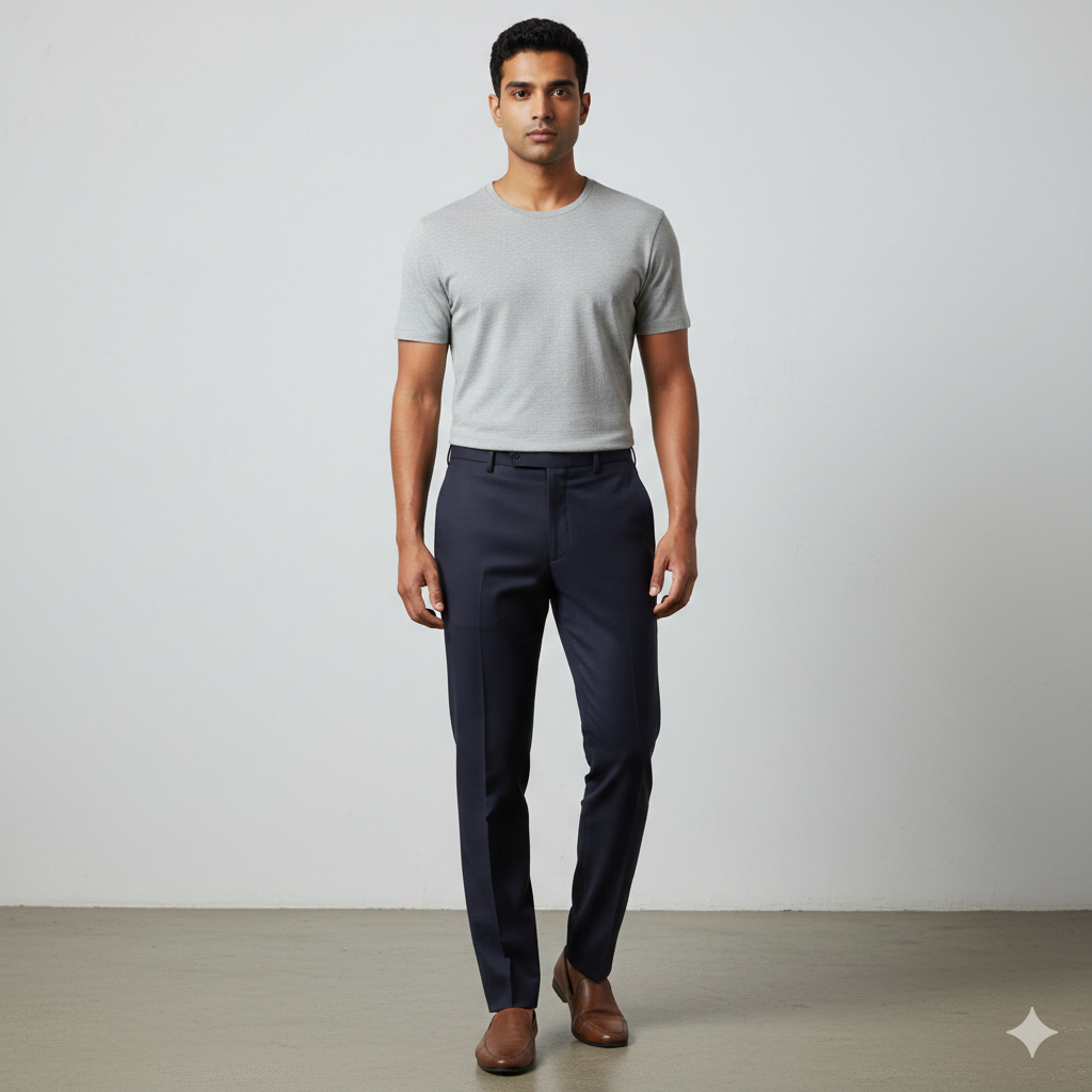 Trouser Fabric Donear Pure Cotton Lycra Textured Colour Dark Prussian Blue