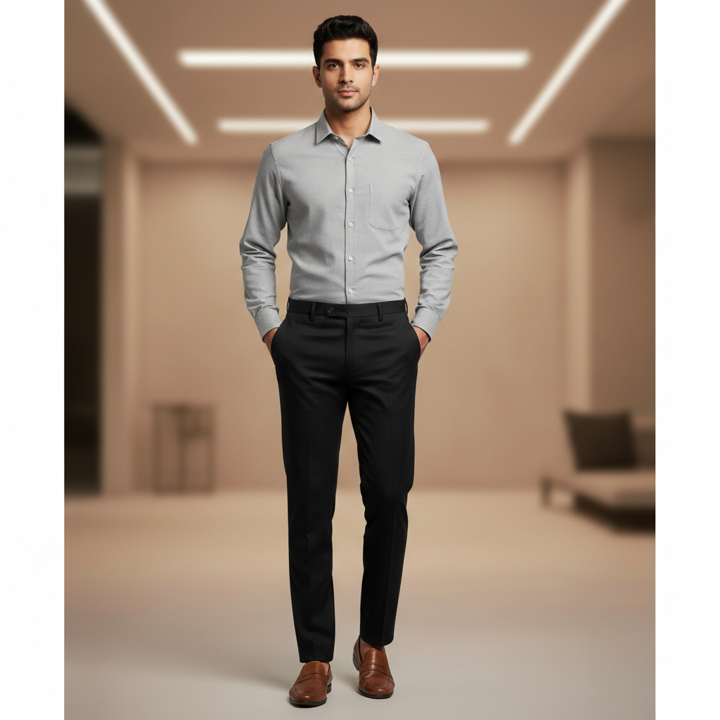 Trouser Fabric Donear 4Way Stretchable Premium Plain Colour Black