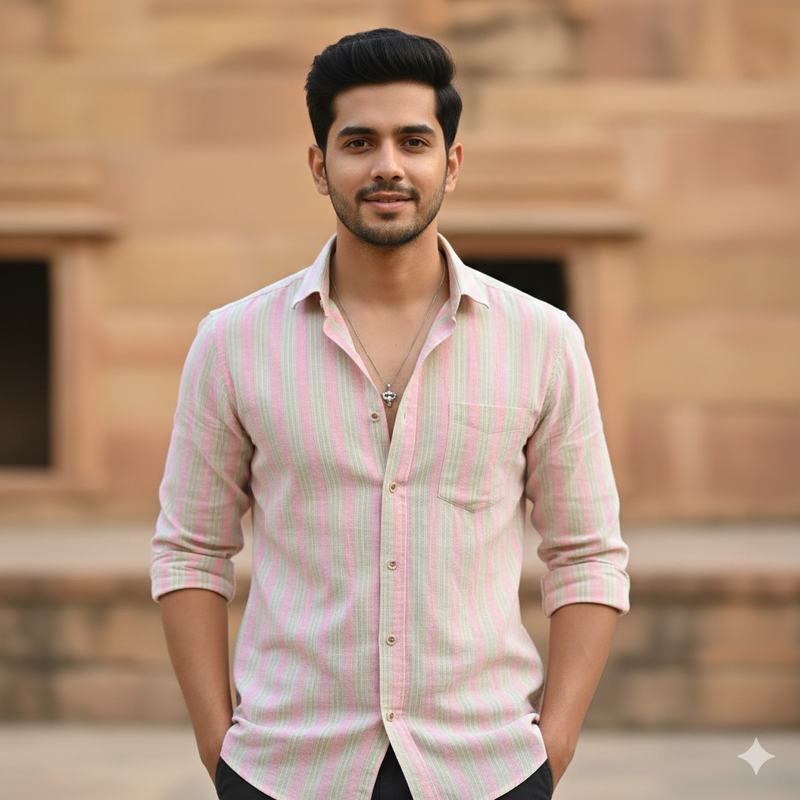 Shirt Fabric Raymond 100% Cotton Patta Lining With Slub Colour Light Pink